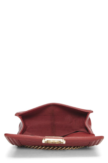 Chanel,  Red Quilted Caviar Boy Bag Medium, Red