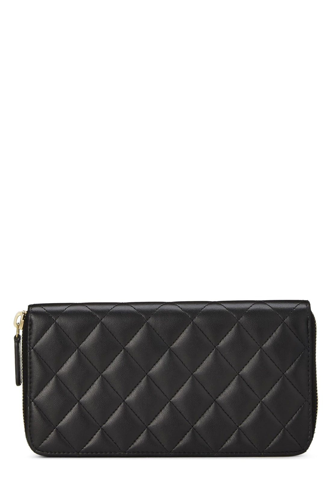 Chanel,  Black Quilted Lambskin Classic Zip Wallet, Black