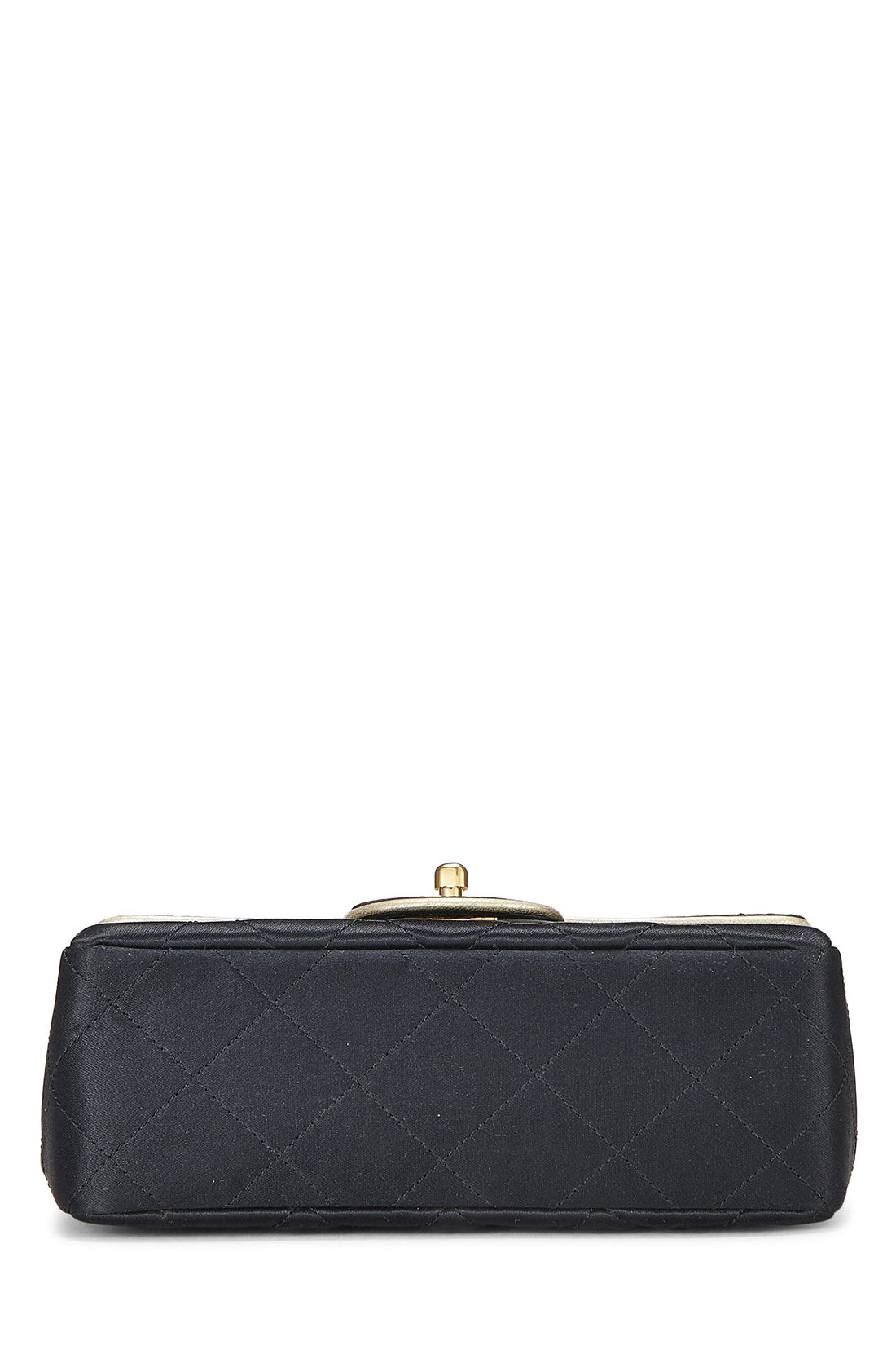 Chanel,  Black Quilted Satin Piped Half Flap Mini, Black