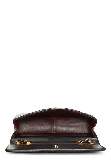 Chanel,  Black Diagonal Lambskin Flap Jumbo, Black