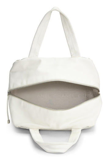 Chanel,  White Perforated Leather Bowler Small, White