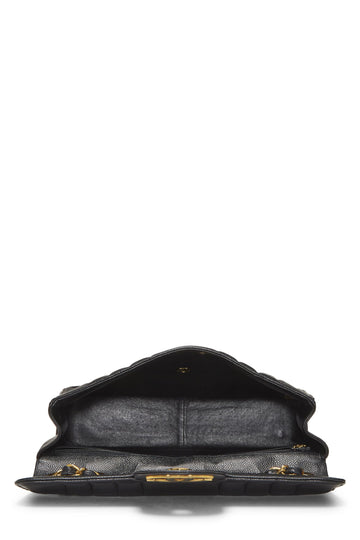 Chanel,  Black Caviar Vertical Half Flap Jumbo, Black