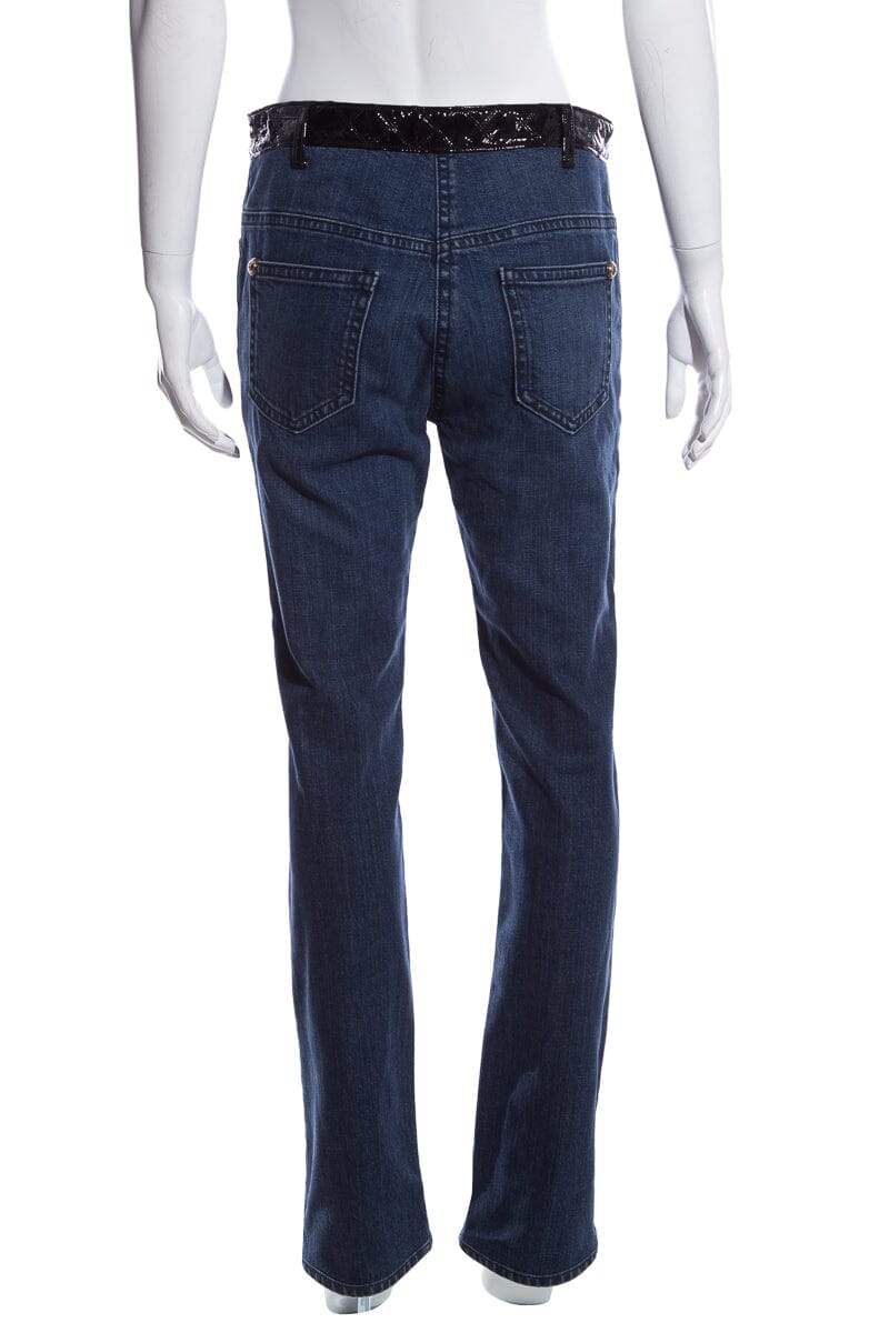 Chanel Denim Patent Leather Accent Jeans SZ 40