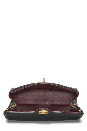 Chanel,  Black Quilted Lambskin Circle Lock Half Flap, Black
