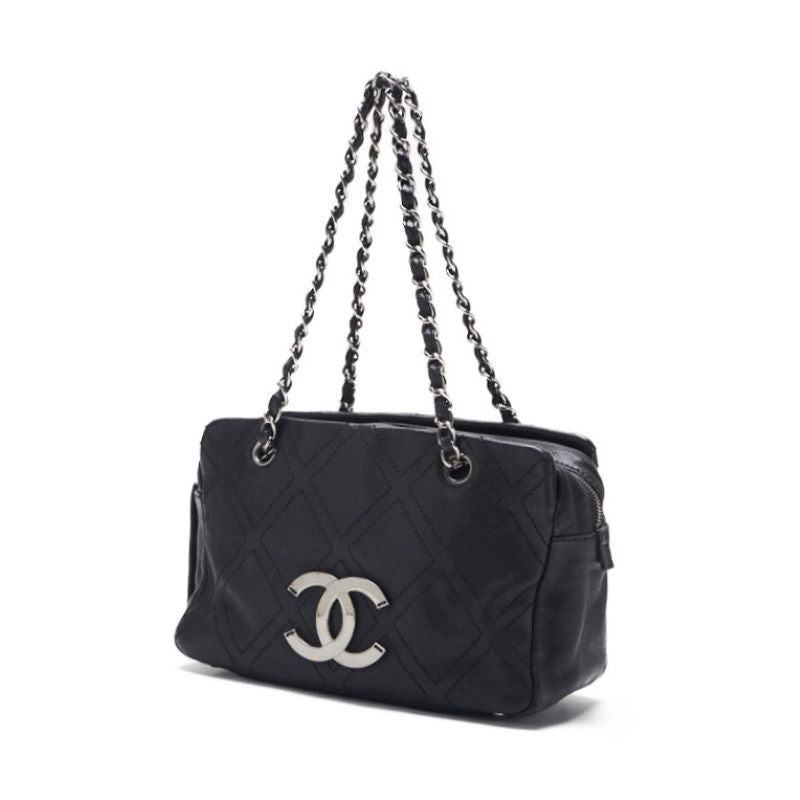 Chanel Matrasse Double Stitch Decacoco Double Chain Shoulder Leather Black (Silver G ) Shoulder Bag  ? Ship??Free Shipping? Free Shipping? Free Shipping? [Free Shipping  [Free Shipping] [Free Shipping] [Free Shipping] [Free Shipping]