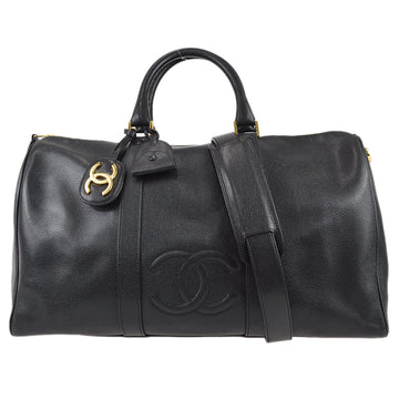 Chanel Black Caviar 2way Shoulder Duffle Handbag
