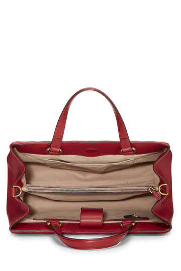Gucci,  Red Leather GG Marmont Top Handle Bag Medium, Red
