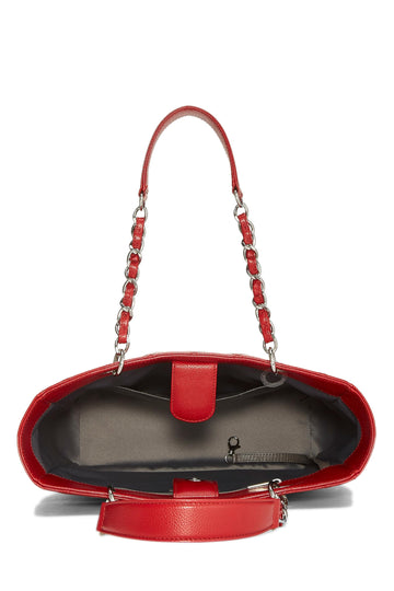 Chanel,  Red Quilted Caviar Petite Shopping Tote (PST) XL, Red