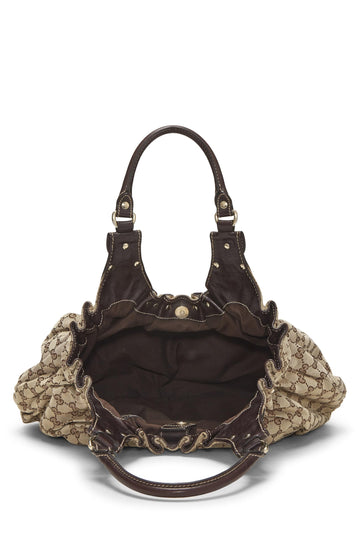 Gucci,  Brown Original GG Canvas Studded Pelham Tote Large, Brown