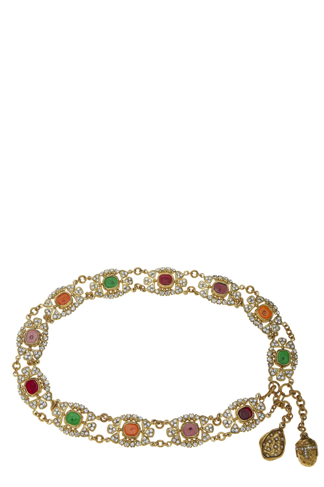 Chanel,  Gold & Multicolor Gripoix Crystal Chain Belt, Multi