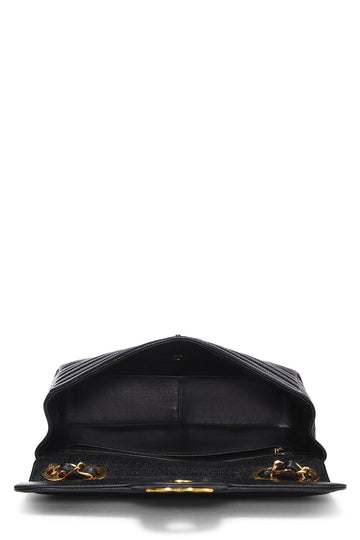 Chanel,  Black Horizontal Caviar Half Flap Jumbo, Black