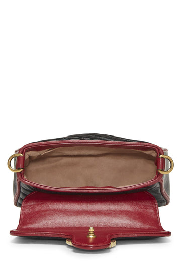 Gucci,  Black Leather Torchon GG Marmont Top Handle Bag Mini, Black