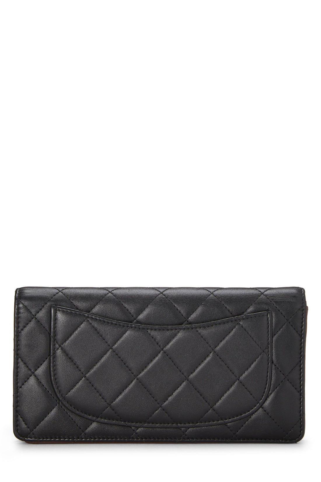 Chanel,  Black Quilted Lambskin Classic Long Flap Wallet, Black