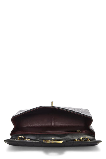 Chanel,  Black Vertical Lambskin Flap Jumbo, Black