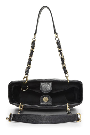 Chanel,  Black Quilted Caviar Petite Shopping Tote (PST), Black