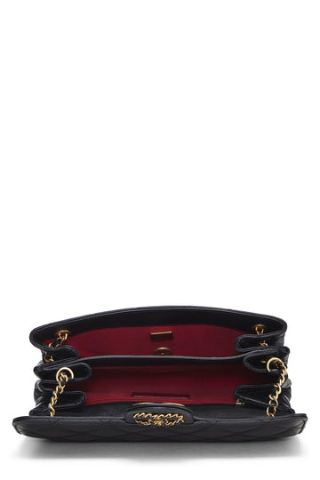 Chanel,  Black Quilted Lambskin Chain Flap Small, Black