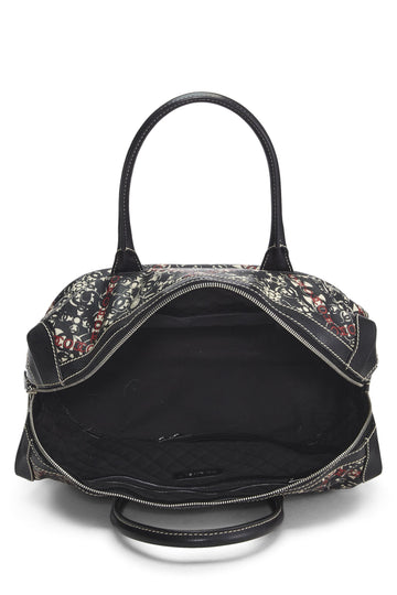 Chanel,  Black Coated Canvas Optic Coco Bowler Medium, Black