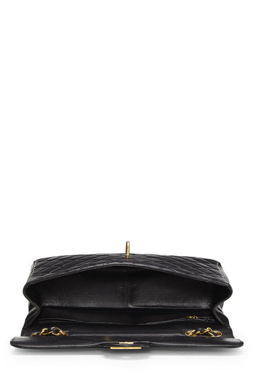 Chanel,  Black Quilted Lambskin Half Flap Jumbo, Black