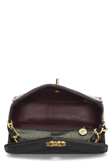 Chanel,  Black Chevron Lambskin Envelope Flap Mini, Black