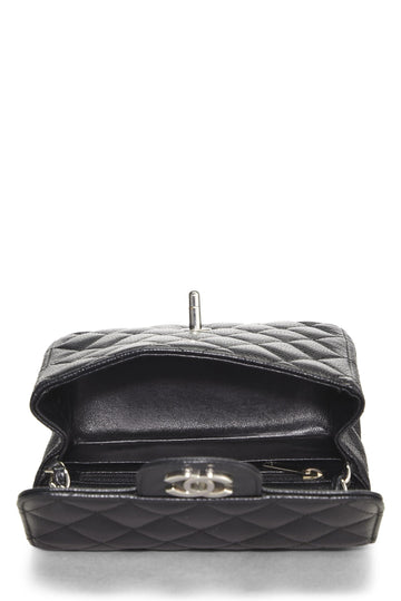 Chanel,  Black Quilted Caviar Classic Square Flap Mini, Black