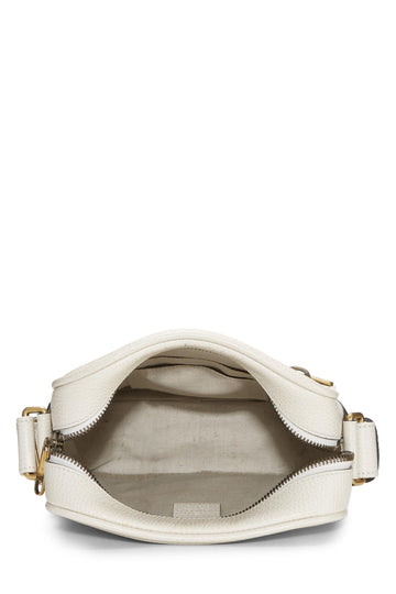 Gucci,  White Logo Print Leather Vertical Camera Bag Small, White