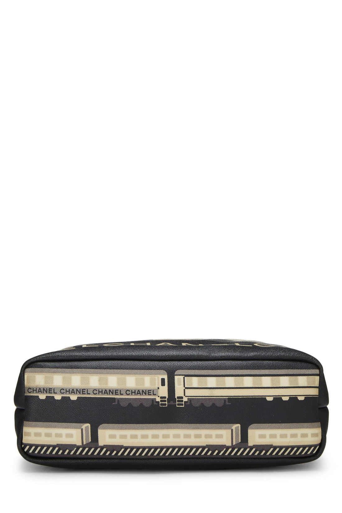 Chanel,  Black & Multicolored Coated Canvas Le Train Tote, Black