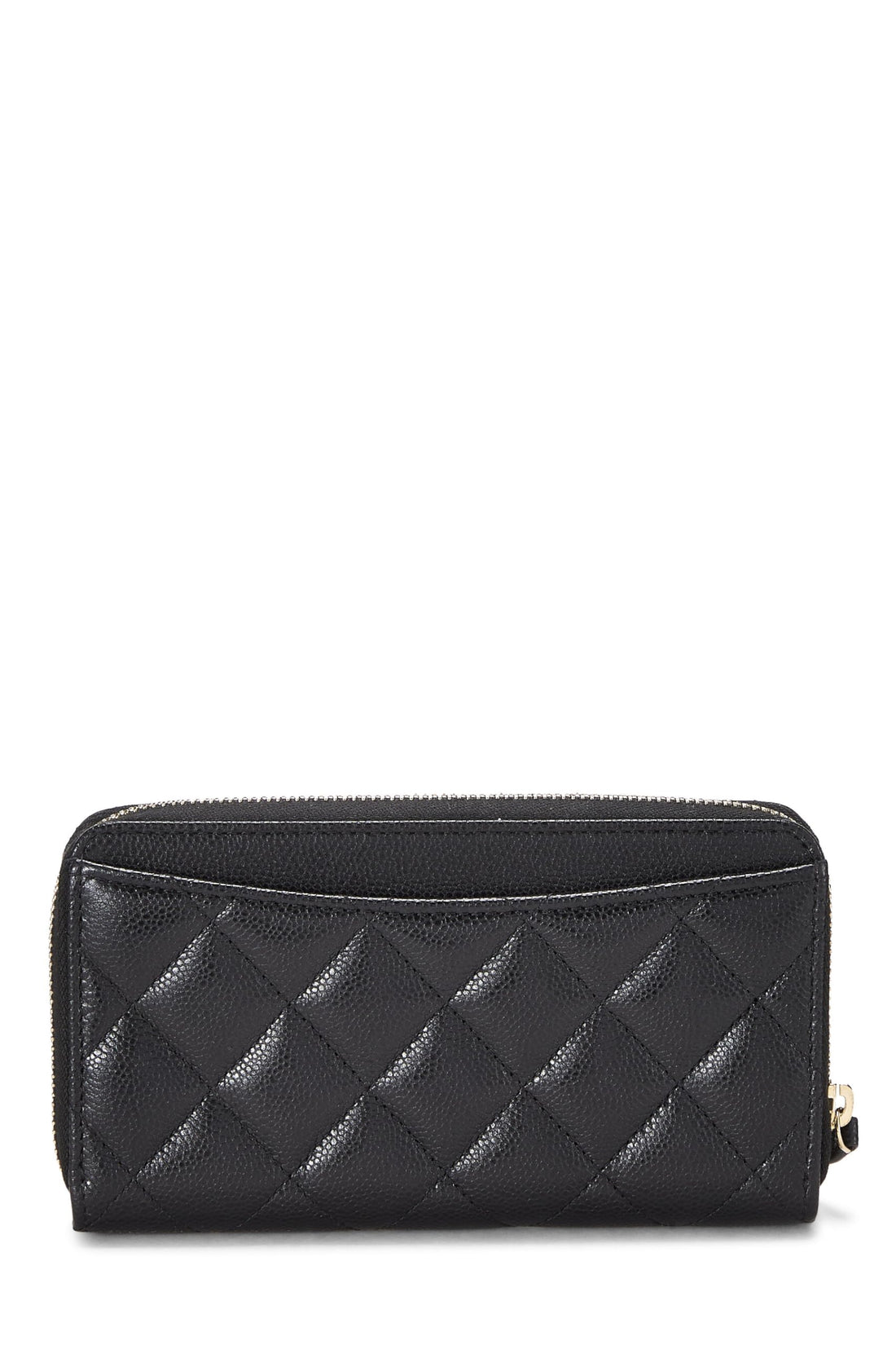 Chanel,  Black Quilted Caviar Zippy Small, Black