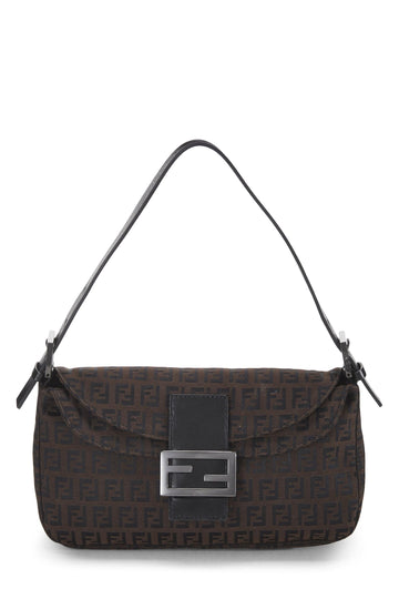 Fendi,  Brown Nylon Zucchino Shoulder Bag, Brown