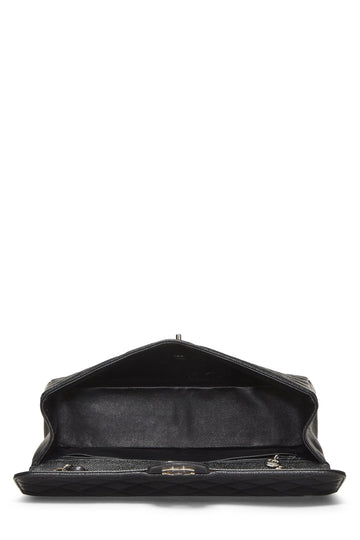 Chanel,  Black Quilted Caviar Half Flap Jumbo, Black