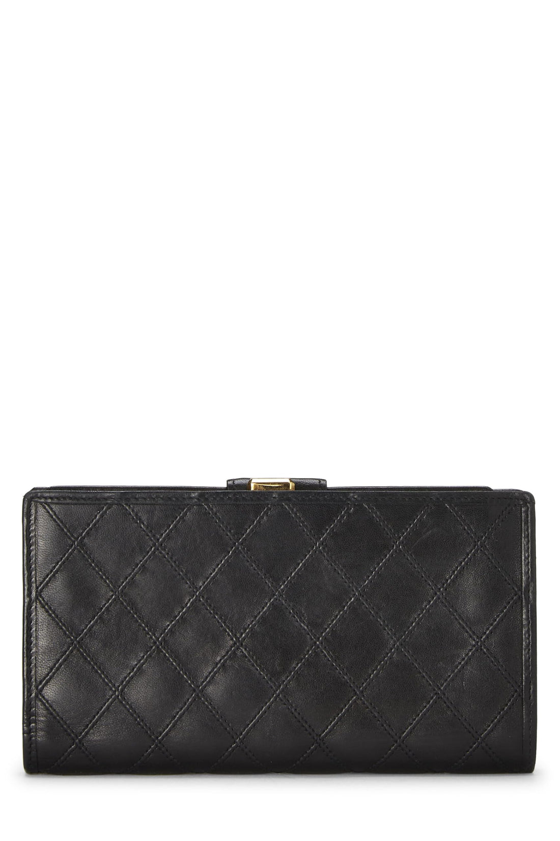 Chanel,  Black Lambskin Long Wallet, Black