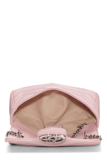 Gucci,  Pink Leather Marmont Crossbody Super Mini, Pink