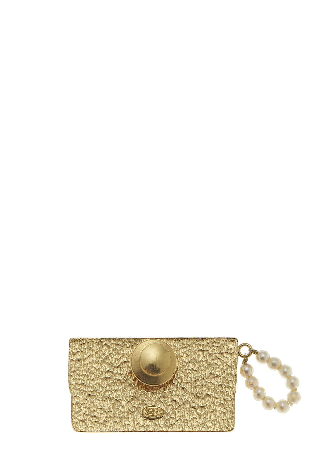 Chanel,  Black & Faux Pearl Flap Bag Pin, Black
