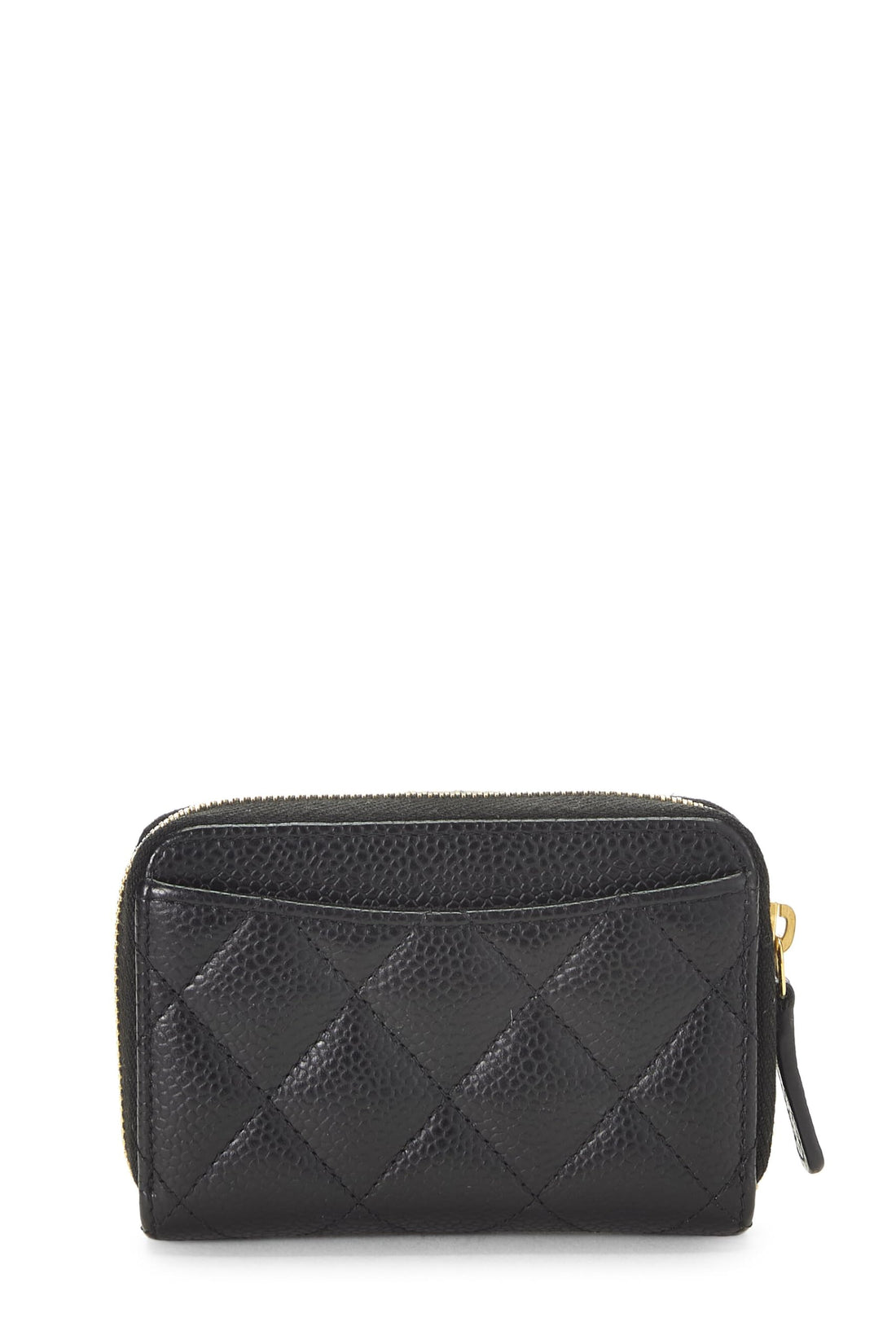 Chanel,  Black Caviar 'CC' Zip Around Coin Purse, Black