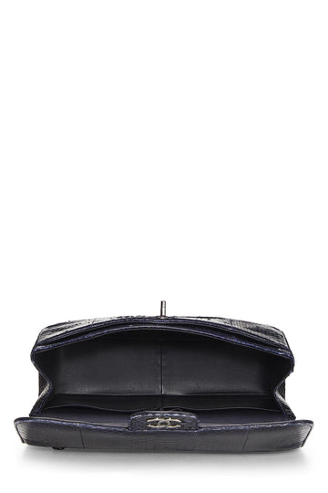 Chanel,  Navy Python New Classic Double Flap Jumbo, Navy
