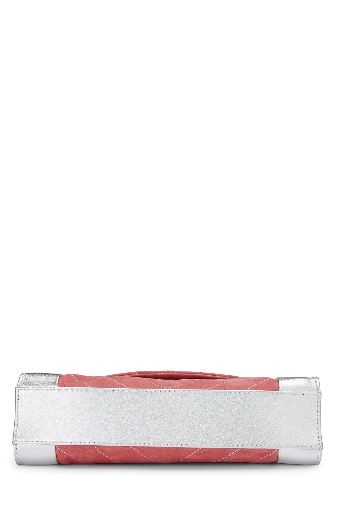 Chanel,  Pink Suede & Silver Leather Chevron Flap Medium, Pink