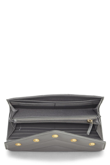 Chanel,  Grey Lambskin Chevron Stud Wallet, Grey