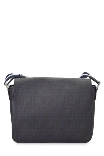 Fendi,  Navy Zucca Coated Canvas Messenger Large, Navy