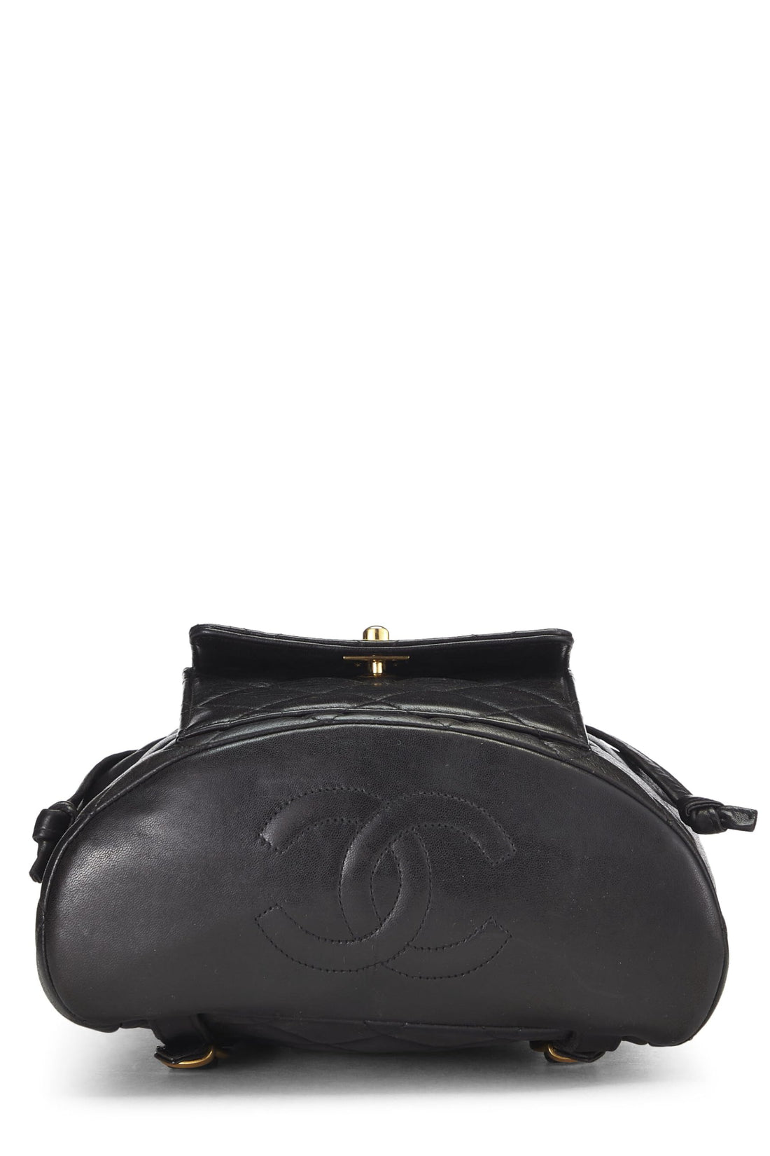 Chanel,  Black Quilted Lambskin Backpack Medium, Black