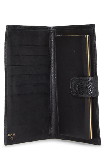Chanel,  Black Caviar Timeless 'CC' Long Wallet, Black