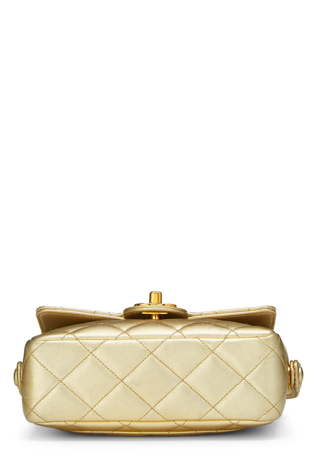 Chanel,  Gold Quilted Lambskin Handbag Mini, Gold