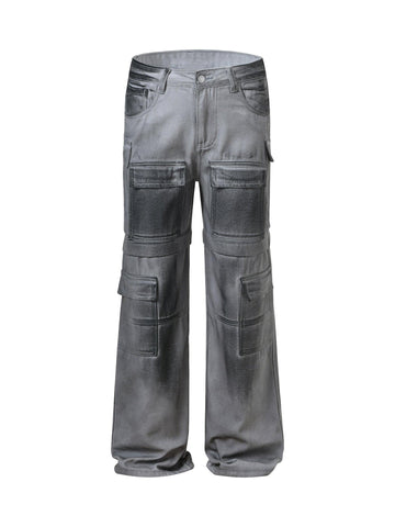 Makersluxe High Street Hip Hop Distressed Washed Work Jeans