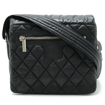 CHANEL Chanel Coconut Mattress Small Messenger Shoulder Bag Sloping Nylon Black Black Silver Gold A48616