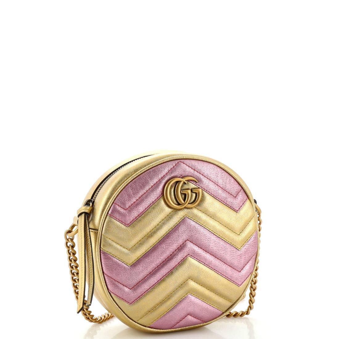 GG Marmont Round Shoulder Bag Matelasse Leather Mini