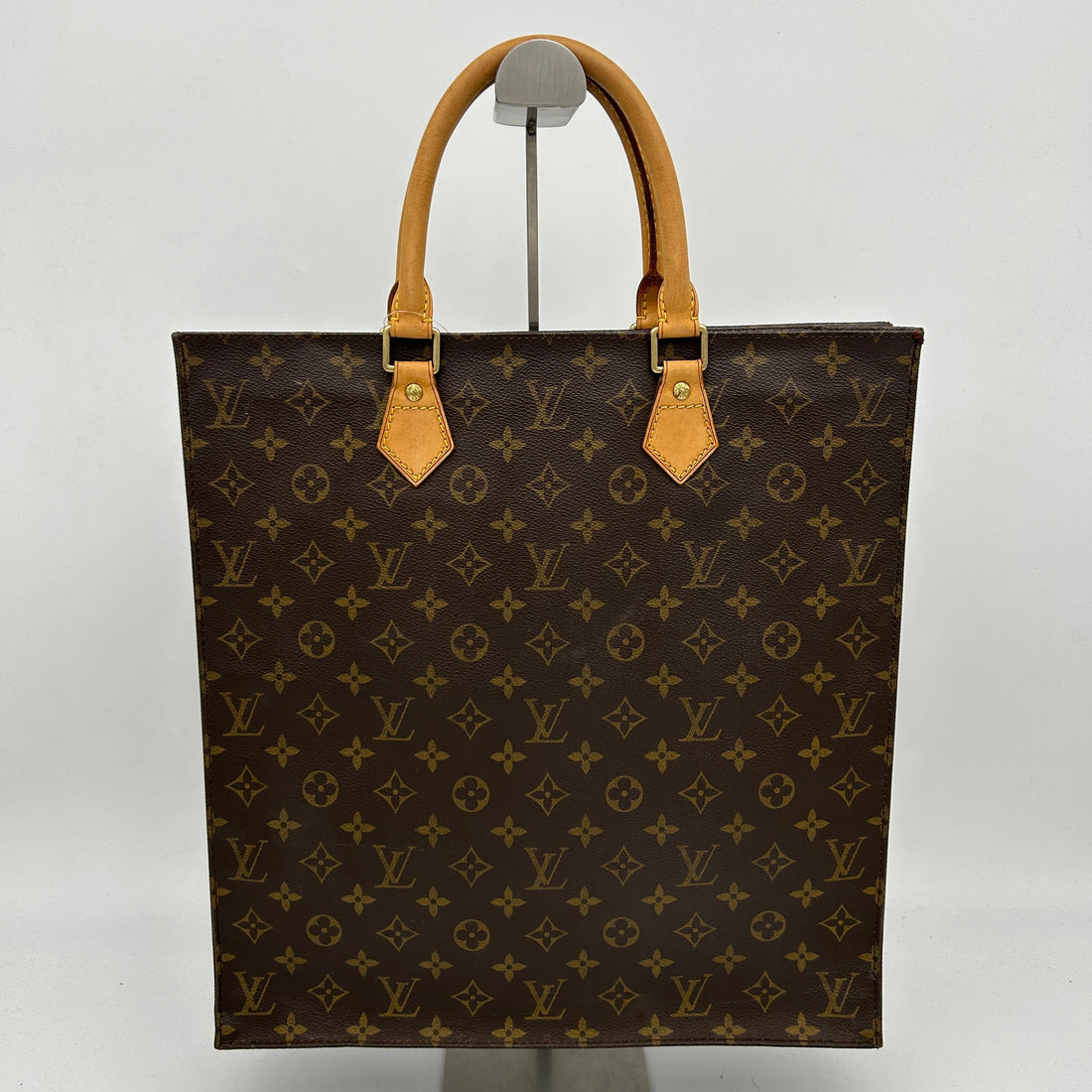 Louis Vuitton Sac Plat Monogram Brown Leather Tote Bag Medium