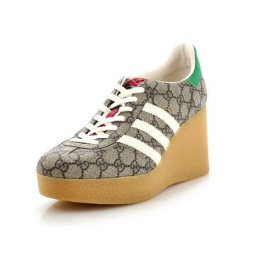 x Adidas Women's Gazelle Wedge Sneakers GG Coated Canvas with Rubber
