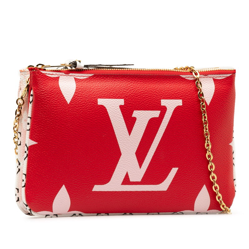 Louis Vuitton Monogram Giant Pochette Double  Twisted Chain Shoulder Bag Pochette M67561 Rouge Red Pink PVC  Louis Vuitton