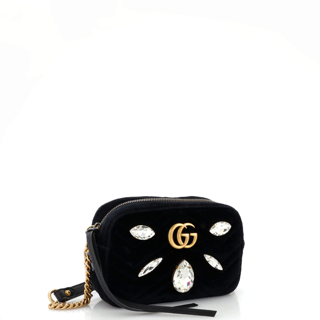 GG Marmont Shoulder Bag Crystal Embellished Matelasse Velvet Mini