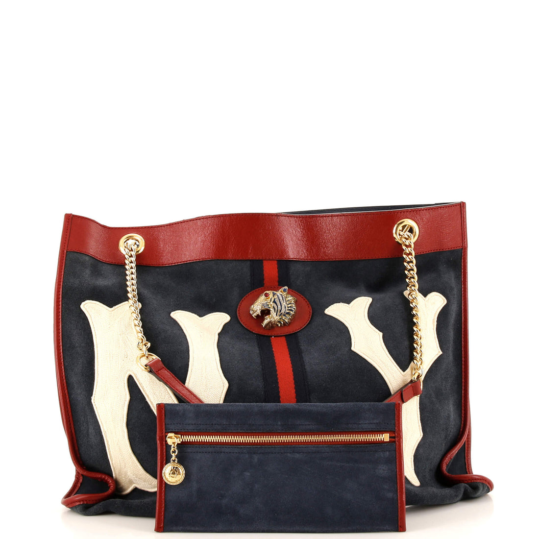 Rajah Chain Tote Suede with Applique Large