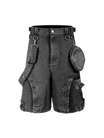 Makersluxe Waist Bag Ribbon Denim Hip-hop Jort - 2158
