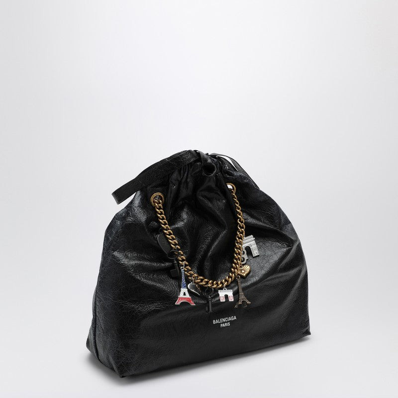 Balenciaga Crush Media Black Leather Tote Bag Women